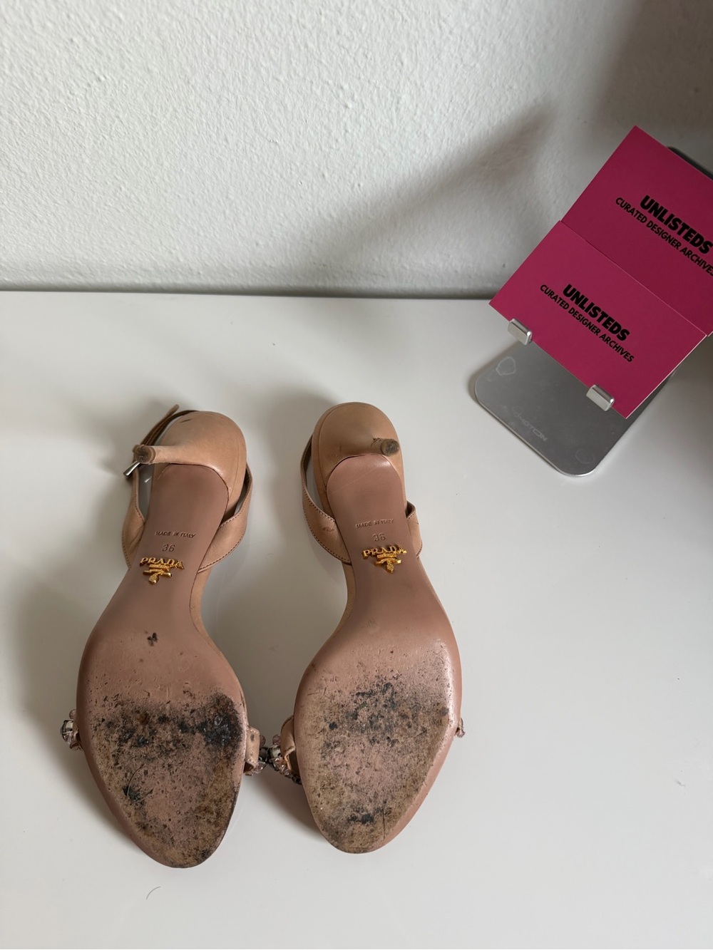 Vintage Prada Jeweled Satin Slingback Heels Size 36 - Picture 6 of 16